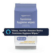 Load image into Gallery viewer, Amazon Basics Feminine Hygiene Wipes, Alcohol Free, pH Balanced, Fresh Scent, 4 Packs, 42 Wipes per Pack (168 Wipes Total)