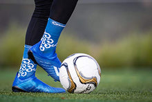 Load image into Gallery viewer, SENDA Gravity Performance Grip Socks with Non-Slip Technology, Soccer, Running, Basketball, Crew Length, Blue/White, Medium (US Men 5-8, Women 6-9)