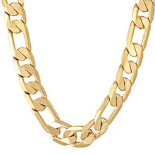 Load image into Gallery viewer, Lifetime Jewelry 11mm Figaro Chain Necklace 24k Gold Plated for Men Women & Teen, 18 Inches