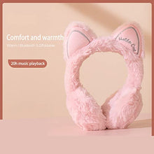 Load image into Gallery viewer, MatureGirl Cute Cat Ear Bluetooth Gaming Headset, Winter Warm Wireless Stereo Gaming Headphones Head-Mounted Ear Cups Earphones Computer Game Over Ear Headphones for Kids Adult (Pink)
