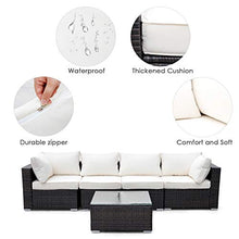 Load image into Gallery viewer, Viewee 5-Pieces Outdoor Patio Furniture Sets Rattan Wicker Patio Sofa with 2 Corner Chairs& 2 Armless Chair &1 Glass Top Patio Table