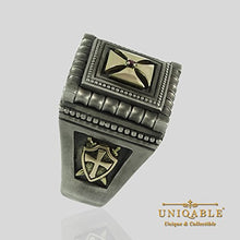 Load image into Gallery viewer, Knight Templar Masonic Cross Handmade Men Signet Ring Sterling Silver 925 Solid Yellow Gold 14K KTR 018SYG14K (12)