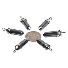 Load image into Gallery viewer, Justinstones Natural Hematite Gemstone Hexagonal Pointed Reiki Chakra Pendant Genuine Leather Necklace 18 Inch