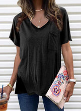 Load image into Gallery viewer, Uusollecy Womens Summer Tshirts Crewneck Short Sleeve Graphic Tee Shirts Loose Fit Ins Style Tees and Tops Black Small