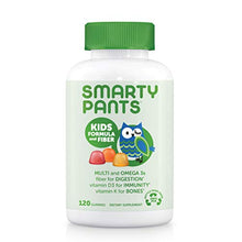 Load image into Gallery viewer, SmartyPants Kids Formula & Fiber Daily Gummy Multivitamin: Fiber for Digestive Health, Vitamin C, D3, & Zinc for Immunity, Omega 3 Fish Oil (EPA & DHA), B6, Methyl B12, 120 Count (30 Day Supply)