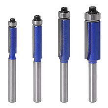 Load image into Gallery viewer, Wolfride 4PCS Flush Trim Router Bit Set 1/4 Inch Shank Top Bearing Flush Trim Router Bit