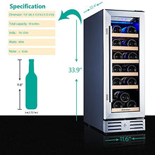 Load image into Gallery viewer, Kalamera Mini Fridge 18 Bottle - 12 inch Wine Cooler Refrigerator, Built-in or Freestanding, with Stainless Steel & Double-Layer Tempered Glass Door, and Temperature Memory Function Wine Fridge