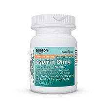Load image into Gallery viewer, Amazon Basic Care Aspirin 81 mg Pain Reliever (NSAID) Chewable Tablets, Low Dose Aspirin, Orange Flavor, 36 Count