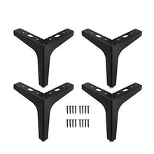 Load image into Gallery viewer, NATGAI Set of 4 Furniture Legs, Modern Furniture Sofa Legs Metal Chrome Polished Table Cabinet Cupboard Feet DIY Replacement Parts (4inch Height, Black)