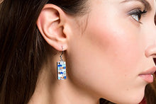 Load image into Gallery viewer, Lova Jewelry Aqua Turquoise Electric Blue Mosaic Glitter Silver Tone Metal Necklace Earrings Set