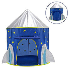 Load image into Gallery viewer, Qi Peng Children's Tent Game House ,Rocket Ship Tent ,Spaceship Tent for Kids ,Portable Foldable Pop Up Tent Blue Star Boys Girls