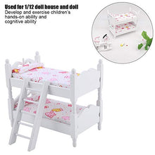 Load image into Gallery viewer, HelloCreate Doll Bunk Bed, House Mini Furniture Children Bedroom Model Bunk Bed Toys(Pink gloves)