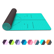 Load image into Gallery viewer, FrenzyBird 1/4-Inch TPE Yoga Mat with Carrying Strap and Alignment Marks, Anti Slip and Easy to Clean, Provides Perfect Cushioning, Ideal for Beginners and Advanced Yogis