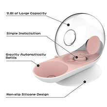 Load image into Gallery viewer, LeYoMiao Cat Dog Water Bowl Dispenser, Upgraded Automatic Pet Feeder with Non-Rust Spring, Stylish Cat Fountain Water Bowl Gravity Waterer for Cats Dogs 2.8L (Pink)