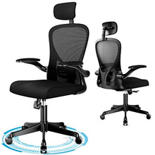 Load image into Gallery viewer, Dedeo Ergonomic Office Chair, High Back Mesh Desk Chair with Adjustable Headsrest, Rolling Swivel Home Office Desk Chairs with Flip-Up Armrest, Tilt Function, Lumbar Support, Soft Thick Seat Cushion