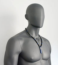 Load image into Gallery viewer, Blue Lapis Lazuli Black Onyx Healing Crystal Long Mens Necklace September December Birthstone Gift for Men