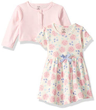 Load image into Gallery viewer, Touched by Nature Baby Girls Organic Cotton Dress and Cardigan, Pink Rose, 5-Toddler