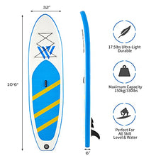 Load image into Gallery viewer, Paddle Board Inflatable Stand Up Paddleboard with SUP Accessories, Waterproof Backpack, Adjustable Paddle, Removable Fin, Non-Slip Deck, Safety Ankle Leash, Hand Pump, Standing Boat for Youth & Adult