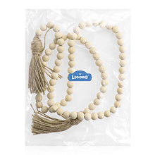 Load image into Gallery viewer, LIOOBO Wood Bead Garland Farmhouse Rustic Country Beads Holiday Decoration Wall Hanging Prayer Beads