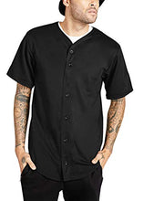 Load image into Gallery viewer, Ma Croix Mens Premium Baseball Button Down Jersey Shirt Short Sleeve Athletic Sports Tee (Large, 1KSX0002_Black)