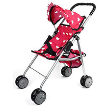 Load image into Gallery viewer, The New York Doll Collection My First Doll Stroller with Basket & Heart Design Foldable Doll Stroller, Pink