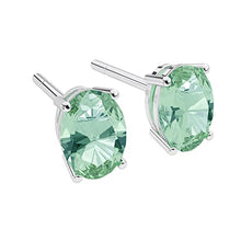 Load image into Gallery viewer, Green Amethyst Earrings 5x7mm Oval Shape Sterling Silver Stud Earrings for Women Mom Wife