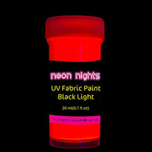 Load image into Gallery viewer, Fabric & Textile UV Paint Set | Set of 8 Neon Black Light Glow Paints | Fluorescent Clothing Colors | Glowing Fabric Paints