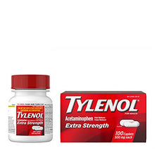 Load image into Gallery viewer, Tylenol Extra Strength Caplets with 500 mg Acetaminophen Pain Reliever Fever Reducer, 100 Count