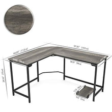 Load image into Gallery viewer, Teraves Modern L-Shaped Desk Corner Computer Desk Home Office Study Workstation Wood & Steel PC Laptop Gaming Table (Small, Black Oak)