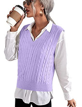 Load image into Gallery viewer, ELESOL Sleeveless Sweaters for Women Cropped Sweater Vests V Neck Cable Knit Tank Tops