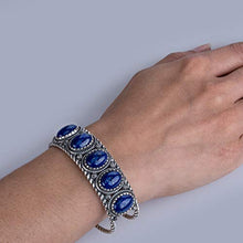 Load image into Gallery viewer, American West Sterling Silver Blue Lapis Gemstone 5-Stone Cuff Bracelet Size Medium
