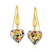 Load image into Gallery viewer, Ross-Simons Italian Murano Glass Heart Drop Earrings in 18kt Gold Over Sterling