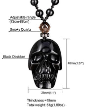 Load image into Gallery viewer, Jewever Black Obsidian Skull Necklace Pendant for Women Men Crystal Hand Carved Reiki Healing Stone Statue Gemstones and Crystals Fine Art Jewelry