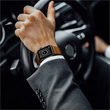 Load image into Gallery viewer, OUHENG Compatible with Apple Watch Band 41mm 40mm 38mm 45mm 44mm 42mm, Genuine Leather Bands Replacement Strap for iWatch SE Series 7 6 5 4 3 2 1 (Retro Brown/Black, 41mm 40mm 38mm)