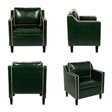 Load image into Gallery viewer, Mid Century Modern 3 Piece Sectional Sofa Set Couches for Living Room Faux Leather Armrest Office Couch Set Loveseat for Small Spaces, Home Furniture Green (Loveseat + 2 Single (3pcs), Green & White)