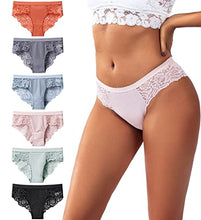Load image into Gallery viewer, Zueauns Women Lace Underwear Soft sexy Briefs low waist Bikini Panties Hipster Ladies Ice silk Panty (color_a, S)