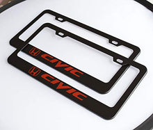 Load image into Gallery viewer, 2 Pack Car License Plate Frame for Honda Civic, Stainless Steel Auto Plate Frames Frames to Protect Plates,with Screw Caps Cover Set Suit,Applicable to US Standard car License Frame