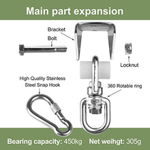 Load image into Gallery viewer, ZEALINNO Heavy Duty Swing Hangers, Permanent Antirust SUS304 Stainless Steel 360°Swivel Swing Set Brackets for Indoor Outdoor, 1200 lb Capacity Playground Porch Swing Set Chair Yoga
