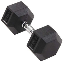 Load image into Gallery viewer, Sporzon! Rubber Encased Hex Dumbbell, Single, Black, 40 Pounds, Single
