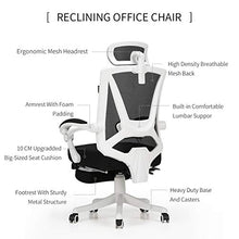 Load image into Gallery viewer, Hbada Reclining Office Desk Chair | Adjustable High Back Ergonomic Computer Mesh Recliner | White Home Office Chairs with Footrest and Lumbar Support