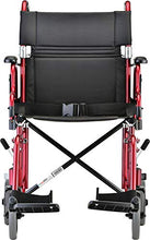 Load image into Gallery viewer, NOVA Medical Products Lightweight Transport Chair with Removable & Flip Up Arms for Easy Transfer, Anti-Tippers Included, Red, 19"