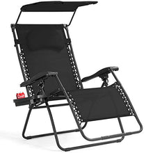 Load image into Gallery viewer, Goplus Folding Zero Gravity Lounge Chair Wide Recliner for Outdoor Beach Patio Pool w/Shade Canopy (Black Zero Gravity Chair)