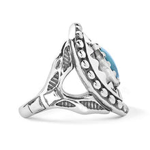 Load image into Gallery viewer, American West Sterling Blue Turquoise Gemstone Sunburst Shield Ring Size 8