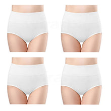 Load image into Gallery viewer, wirarpa Womens Cotton Underwear Panties High Waisted Full Briefs Ladies No Muffin Top Underpants 4 Pack White Size 5, Small