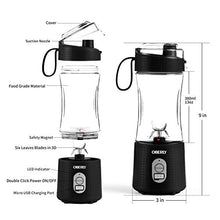 Load image into Gallery viewer, Portable Blender, OBERLY Personal Juicer Cup for Shakes and Smoothies - Six Blades in 3D, 13oz Fruit Mixing Machine with 4000mAh USB Rechargeable Batteries, Ice Tray, Detachable Cup, Perfect Blender for Travel, Outdoor