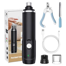 Load image into Gallery viewer, BKVESHI Dog Nail Grinder,Pet Nail Trimmer Adjustable 2-Speed Quiet Pet Nail Grinder with Dog Nail File & Nail Clipper 3 Sanding Ports Smoothing USB Rechargeable for Small Medium Large Dogs & Cats
