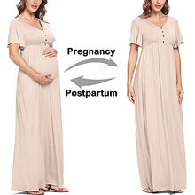Load image into Gallery viewer, Peauty Maternity Dress Maternity Maxi Dress Maternity Dress for Photoshoot Ruffles Short Sleeve Light Mocha XXL Plus Size
