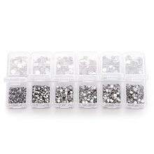 Load image into Gallery viewer, Zealer 1800pcs Clear Crystal Nail Art Rhinestones Round Beads Top Grade Flatback Glass Charms Gems Stones for Nails Decoration Crafts Eye Makeup Clothes Shoes 300pcs Each (Mix SS3 6 10 12 16 20)