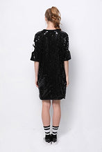 Load image into Gallery viewer, P&R Sparkle Glitter Sequins Hip Hop Jazz Dancing T-Shirt Dress Plus Size Clubwear,Black