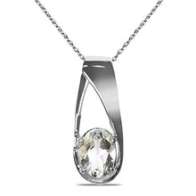 Load image into Gallery viewer, The Diamond Deal Lab Created Oval 6.00MM London Blue Topaz Gemstone December Birthstone Heart Pendant Necklace Charm in 10k SOLID Yellow Gold With 18" Chain